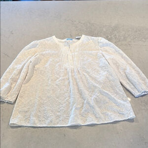 J McLaughlin White Embroidered Blouse Size XL NWT